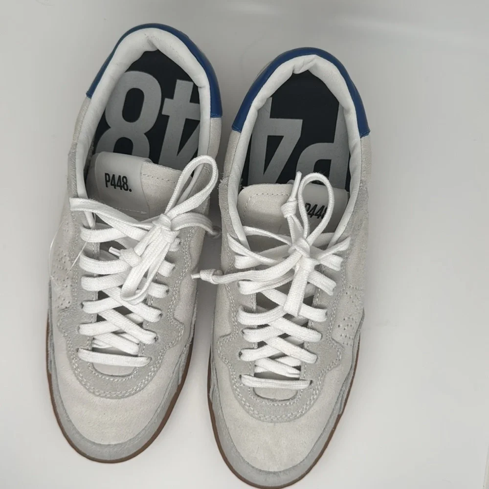 P448 Mens White At Heel and Tongue Vert Toe Wedge Leather Sneakers Shoes Size 39